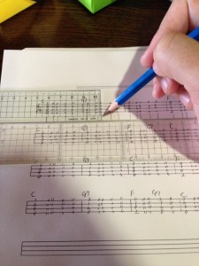 ウクレレTAB譜面線入れる